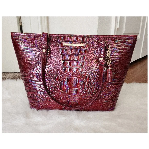 NWT Brahmin Medium Asher Sangria Melbourne Tote/dustbag - Picture 2 of 12